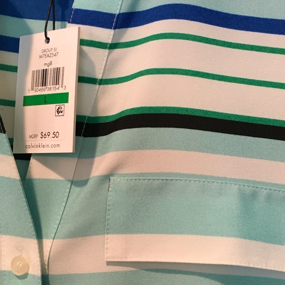 Calvin Klein Striped Button Down Top Large - Picture 6 of 7